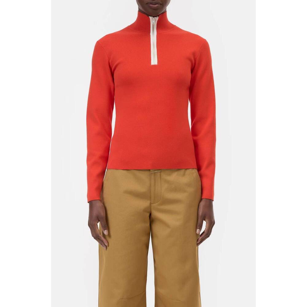 NEW CLOSED half-zip knit sweater in coral red